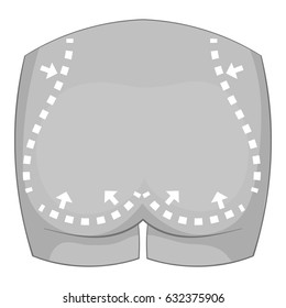 Buttocks surgery correction icon in monochrome style isolated on white background vector illustration