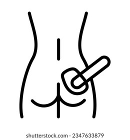 Buttocks waxing linear icon. Female hair removal procedure. Depilation with natural soft wax. Thin line illustration. Vector isolated outline drawing. Contour symbol.