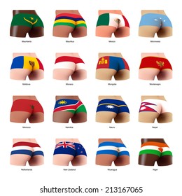 buttocks of  woman with flag