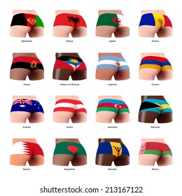 buttocks of  woman with flag