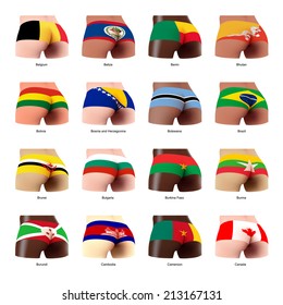 buttocks of  woman with flag