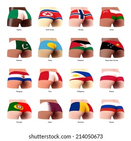 buttocks of  woman with flag