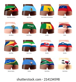 buttocks of  woman with flag