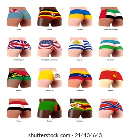 buttocks of  woman with flag