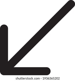 Buttom Left Arrow outline icon for website or other content