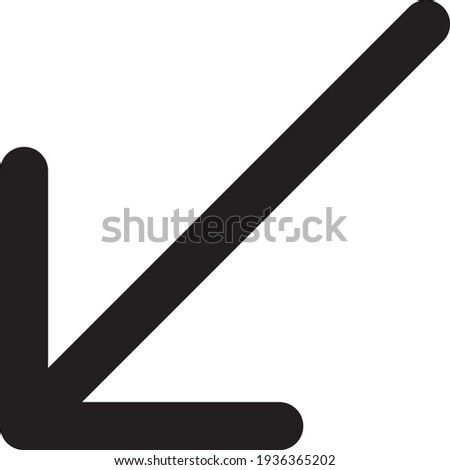 Buttom Left Arrow outline icon for website or other content