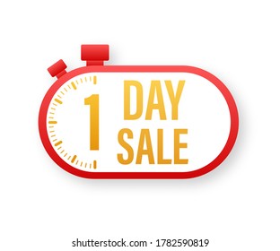 Button with 1 day sale for web site design. Vector stock illustration.