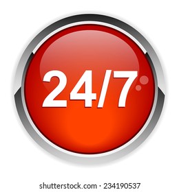 button 24/7 glossy icon