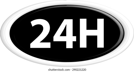 Button 24h . The round shape. 3D. Vector illustration.