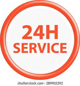  Button 24h service. The round shape. 3D. Vector illustration.