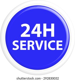  Button 24h service. The round shape. 3D. Vector illustration.