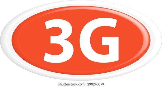 Button 3G . The round shape. 3D. Vector illustration.