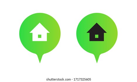 Button address home location icon set.. Map pin symbol. Vector illustration flat style.