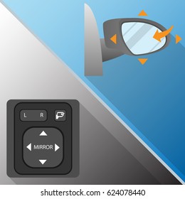 Button adjust car wing mirror drive reflect transport