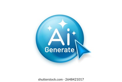 Botão Ai Gerar, Chamada para ajuda assistente, imagem e gerador de texto. Ilustração de vetor