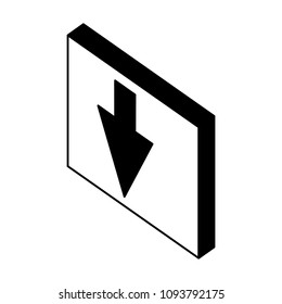 button with arrow down isomentric icon