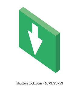 button with arrow down isomentric icon
