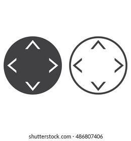 button with arrows in four directions line icon, outline and solid vector sign, linear and full pictogram isolated on white, logo illustration