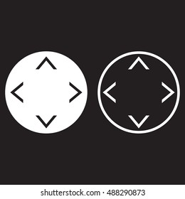 button with arrows in four directions line icon, outline and solid vector sign, linear and full pictogram isolated on black, logo illustration