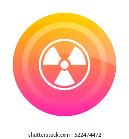Button badge radiation, vector image. Colored button with the sign of radiation danger in the center. Icon.