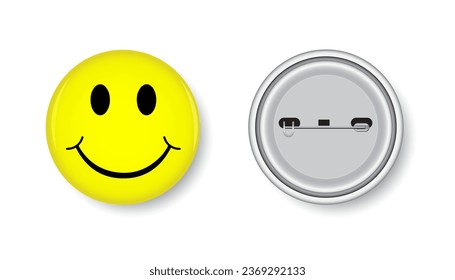 BUTTON BADGE VECTOR ILLUSTRATION, SMILEY BADGE, SMILEY FACE ISOLATED