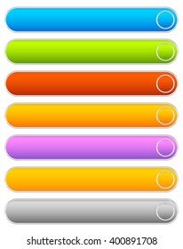 Button, banner background in 7 colors - horizontal, long button templates with blank space for your message