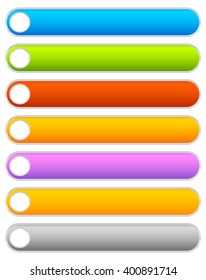 Button, banner background in 7 colors - horizontal, long button templates with blank space for your message