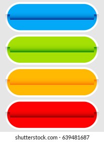 Button or banner elements. Colorful label, tag for your messages. Abstract rectangular button shape, button background series