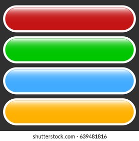 Button or banner elements. Colorful label, tag for your messages. Abstract rectangular button shape, button background series
