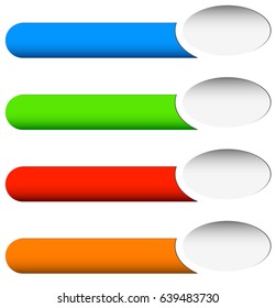 Button or banner elements. Colorful label, tag for your messages. Abstract rectangular button shape, button background series