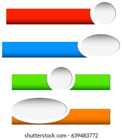 Button or banner elements. Colorful label, tag for your messages. Abstract rectangular button shape, button background series