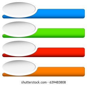 Button or banner elements. Colorful label, tag for your messages. Abstract rectangular button shape, button background series