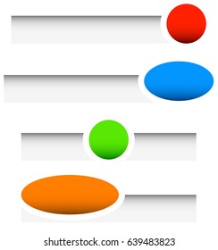 Button or banner elements. Colorful label, tag for your messages. Abstract rectangular button shape, button background series