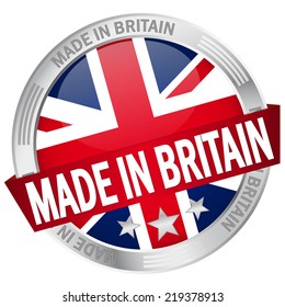 Button with banner Made in Britain