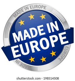 Button with banner Made in Europe