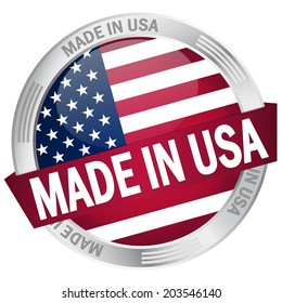 Button with banner Made in USA