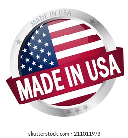 Button with Banner MADE IN USA