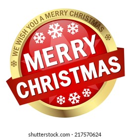 Button with banner " MERRY CHRISTMAS "