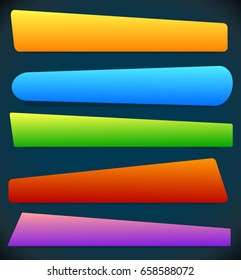 Button, banner shapes, backgrounds. Abstract tags, labels. Colorful rectangular shapes