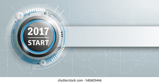 Button with banner and text 2017 Start. Eps 10 vector file.