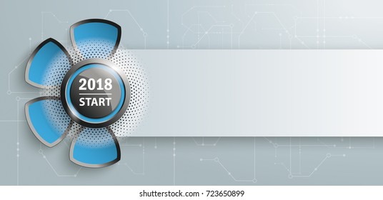 Button with banner and text 2018 Start. Eps 10 vector file.