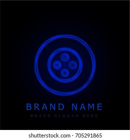 Button blue chromium metallic logo