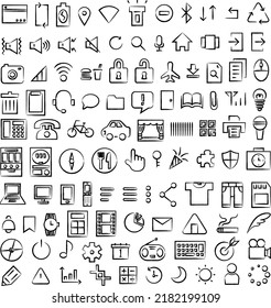 Button brush illustration icon set