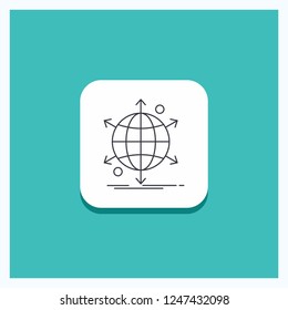 Button for business, international, net, network, web Line icon Turquoise Background