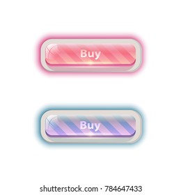 Button buy, three-dimensional square button isolated on white background