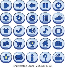 BUTTON CARTOON GAME BLUE ASSET