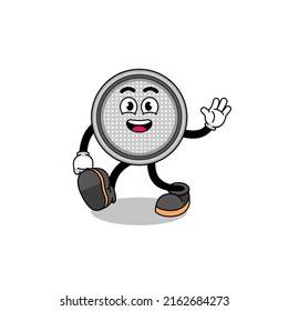 button cell cartoon walking , character design