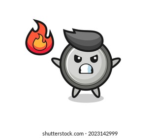 button cell character cartoon with angry gesture , cute style design for t shirt, sticker, logo element