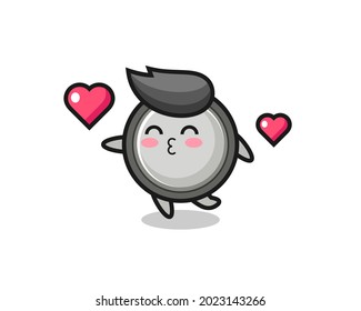 button cell character cartoon with kissing gesture , cute style design for t shirt, sticker, logo element