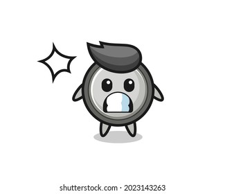 button cell character cartoon with shocked gesture , cute style design for t shirt, sticker, logo element